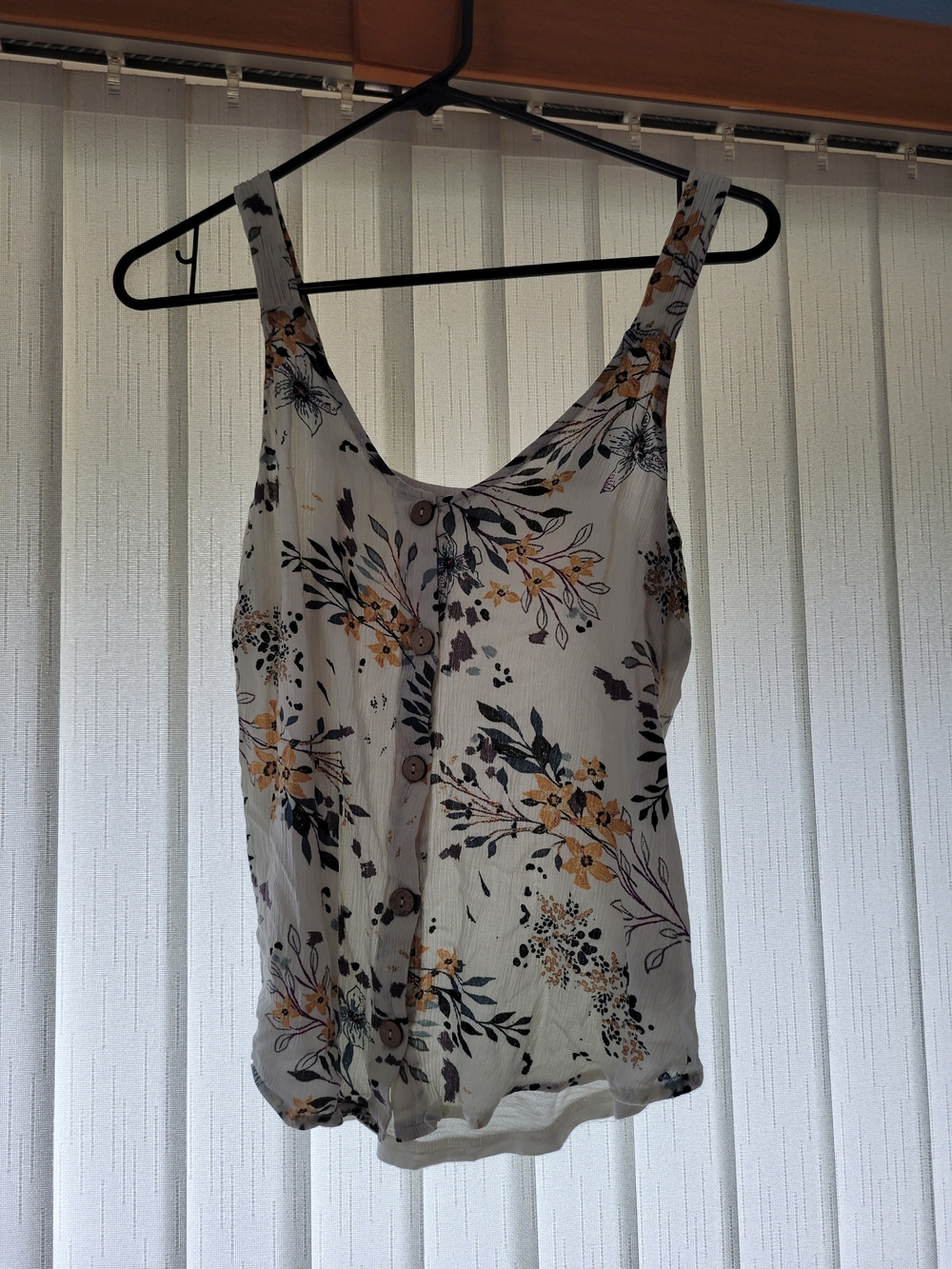 Maurices Cream Floral Button-Front Camisole